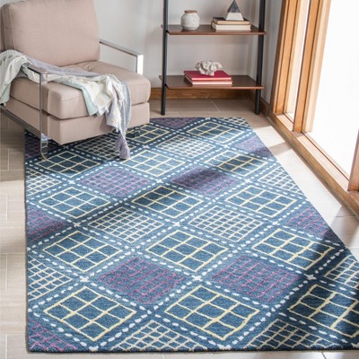 Hand-Tufted Blue Wool Rectangular Area Rug