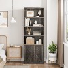 Farmhouse 71.4in Tall Bookcase with Doors 11.8in Depth Display Storage Shelves Industrial Bookcases Wooden 6 Shelf Bookshelves for Home Office - 4 of 4