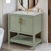 30-Inch White Bathroom Vanity with Ceramic Sink and Versatile Storage - Ideal for Small Bathrooms - Leovsnove - 2 of 4
