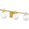 Runesay Mid Century Modern Gold Bathroom Light Fixtures 3-Light Gold Milky Glass Modern Bathroom Vanity Lights Over Mirror (Exclude Bulb) - 2 of 4