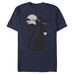 Men's Lost Gods Halloween Full Moon Black Cat Heart T-Shirt - 1 of 4