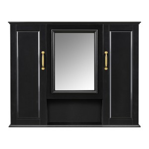 Akoasm 36 in. W Modern Wall-Mounted Three-Door Bathroom Vanity with Mirror-Black - 1 of 4
