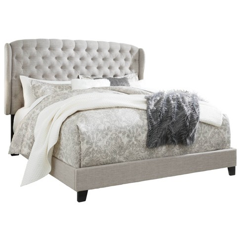 Queen Jerary Winged Upholstered Bed Gray Signature Design By Ashley Target