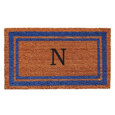 Calloway Mills 152971830N Blue Border 18 In. x 30 In. Monogram Doormat (Letter N)