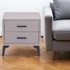 HomeRoots 20" Gray and Black Fabric Wood and Steel End Table With Two Drawers - 2 of 4