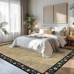 Large Farmhouse Floral Rug, Non-Slip, Thin, Washable, Soft Low-Pile, non-Shedding, Foldable Indoor Carpet for Office, Open Spaces - 1 of 4