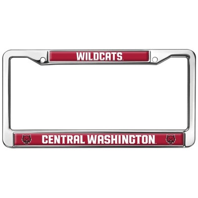 Central Washington Wild Cats Design Full Size Standard License Plate Metal Frame