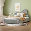 Twin Size Velvet Platform Bed with Bear-Shaped Headboard, with Bed-End Storage Pocket, Gray - 2 of 4