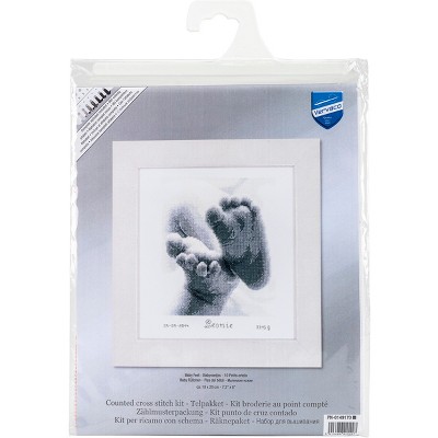 Vervaco Counted Cross Stitch Kit 7"X8"-Baby Feet Birth Record (18 Count)