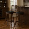 HomeRoots Set of Two 29" Black and Espresso Faux Leather and Solid Wood Bar Height Swivel Bar Chairs - 2 of 4