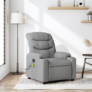 vidaXL Light Gray Fabric Massage Recliner Chair With Manual Recline, Vibration Massage, Cup Holders, And Side Pocket - 1 of 4