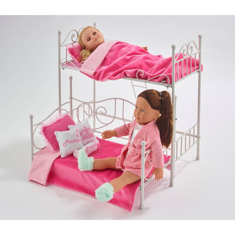 Badger Basket Scrollwork Metal Doll Loft Bed with Daybed and Bedding - White/Pink, 5 of 9
