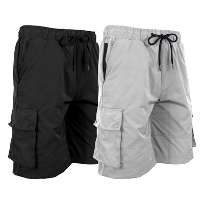 JumpStart Men's Moisture Wicking Performance Quick Dry Cargo Shorts-2 Pack