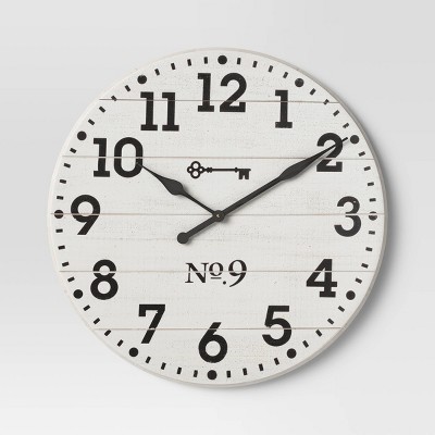 26" Farmhouse Wood Wall Clock White - Threshold™