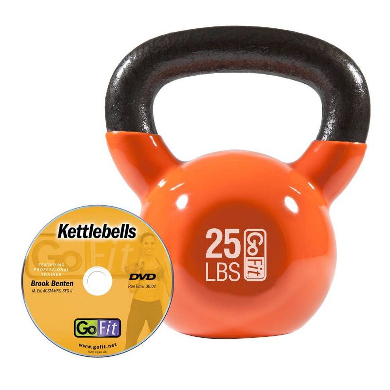 GoFit Classic PVC Kettlebell with DVD and Training Manual - Orange 25lbs, 3 of 9