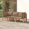 vidaXL 3 Piece Patio Lounge Furniture Set/Sectional Bamboo Sofa/Taupe Cushions/Outdoor Garden Deck - 2 of 4