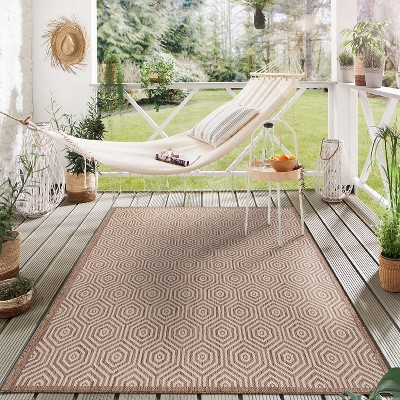 Modern Geometric Brown Synthetic 8' x 10' Flatwoven Area Rug