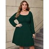 Plus Size Square Neck Knit Dress for Women Long Puff Sleeves Ribbed Texture Casual Chic Sweater Dress with Pocket - 2 of 4