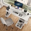 Racxily 47.3"Office Desk with Power Outlet, 2 Monitor Stands,2 Drawers,Side Pocket, for Home Desk, Computer Desk, Game Table, White - 2 of 4