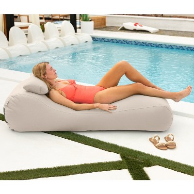Pearl Ergonomic Outdoor Bean Bag Chaise Lounger with Headrest