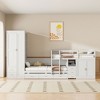 NicBex Twin Size Bunk Bed with Desk Wooden Triple Bed Frame with Twin Trundle, Wardrobe, Lockers, Drawers, Ladder and Guardrail, Space Saving - 2 of 4
