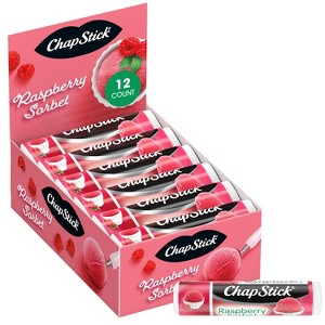ChapStick Lip Moisturizer, Raspberry Sorbet, 12-Pack – Bulk Lip Balm, Luscious & Sweet, 0.15 Oz Ea - 1 of 4