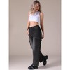 INSPIRE CHIC Women's High Waisted Casual Baggy Wide Leg Denim Cargo Pants with Pocket - 2 of 4