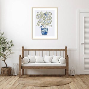 Amanti Art Blueberry Tree in Planter by Fab Funky Wood Framed Wall Art Print - 1 of 4