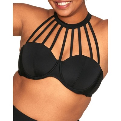 Adore Me Women's Enisa Bikini Swimwear Top 42G / Jet Black