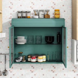 GDFStudio Eve Modern 27.55'' Wall-Mounted Storage Cabinet with 2 Tempered Glass Doors and Shelves - 1 of 4