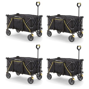 Gorilla Carts 7 Cubic Feet Collapsible Folding Utility Sports Beach Wagon, with 150 Pound Capacity, Oversized Bed, & Cup Holder, Black (4 Pack) - 1 of 4