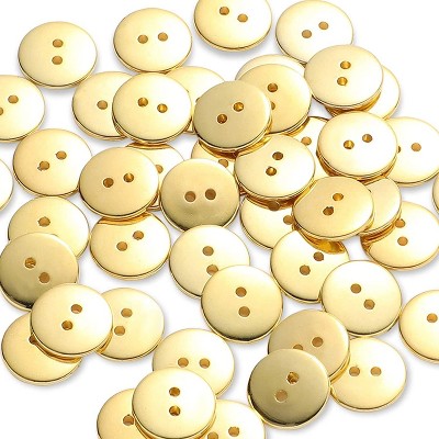 Bright Creations 300 Pack Plastic Buttons with 2 Hole for Crafts and Sewing, Gold, 0.59"