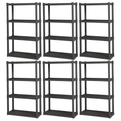 Gracious Living 4 Shelf Ventilated Garage Shelving + 4 Storage Bins & Lid,  Black, 1 Piece - Foods Co.