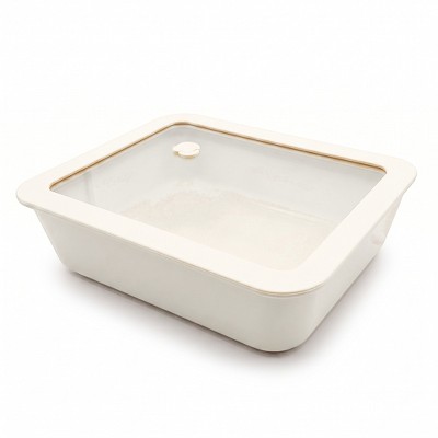 Just Cook 47.3 oz (1400 ml) Ceramic-Coated Glass Rectangle Food Storage ...