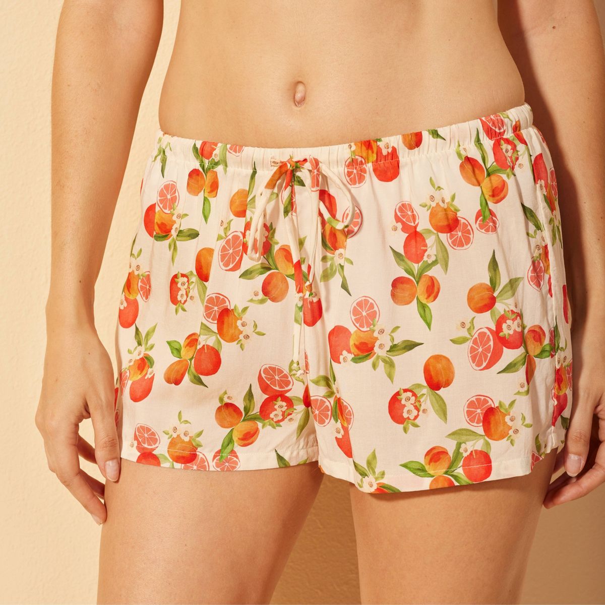 Women's Mid-Rise Cover Up Shorts - Wild Fable™ Cream/Orange
