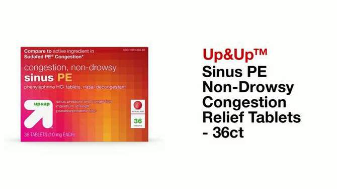 Sinus PE Non-Drowsy Congestion Relief Tablets - 36ct - up &#38; up&#8482;, 2 of 7, play video