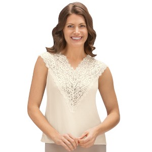 Collections Etc Reversible Silky Camisole with Lace V-Neckline - Made in the U.S.A. - 1 of 4