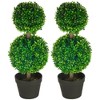 HOMCOM Artificial Boxwood Topiary Trees, Set of 2 Potted Indoor Outdoor Fake Plants for Home Office & Living Room Decor - 4 of 4