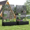 Wooakway 72"H Two-tone Patio Planter Box with Trellis Metal Raised Garden Bed Black Decorative Privacy Screen with Wheels - 3 of 4