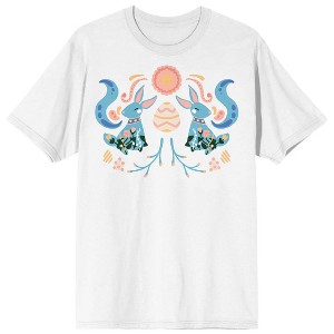 Soft Petal Easter Folk Art Women's White Short Sleeve Crew Neck Tee - 1 of 3