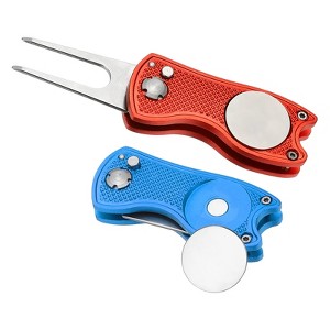 Unique Bargains Foldable Metal Magnetic Ball Marker Golf Divot Repair Tool 2 Pcs - 1 of 4