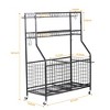 LUGO Garage Sports Equipment Organizer with Wheels: Steel Utility Storage Cart, 3 Shelves, Powder-Coated, Black - 2 of 4