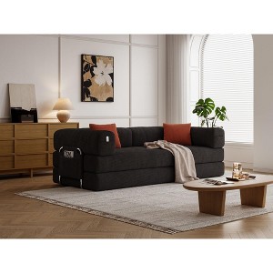 Kumasinova 78.8" Modular Pudding Block Sofa,Floor Sofa Bed with Removable Backrest,Washable Corduroy Cover,Compression Sofa for Living Room,Bedroom - 1 of 4