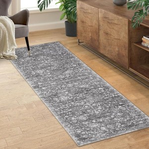 coucheta Multi-size Washable Retro Floral Accent Area Rugs, Vintage Foldable Non Slip Easy Care Carpet, for Living Room, Kitchen, Dining, Bedroom - 1 of 4