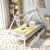 Costway Twin Size Wooden House Bed with 2 Drawers Roof Storage for Boys & Girls White/Gray/Natural - 2 of 4