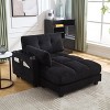 Oversized Chaise Lounge Lazy Single Sofa Couch Cozy Sleeper Sofa Bed with Switchable Armrest, USB Ports, Cup Holder, Side pocket & Pillow-ModernLuxe - 3 of 4