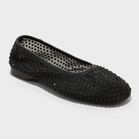 Women's Mel Rhinestone Mesh Ballet Flats - A New Day™ - image 1 of 4