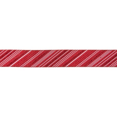 Northlight Red And White Striped Christmas Wired Craft Ribbon 2.5