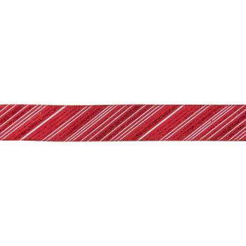 Northlight Red and White Striped Christmas Wired Craft Ribbon 2.5" x 10 Yards
