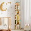 Costway 1/2 PCS 5-Tier Rotating Bookshelf 360° Display Rack with Dividers & Anti-falling Baffles Natural/White - 2 of 4